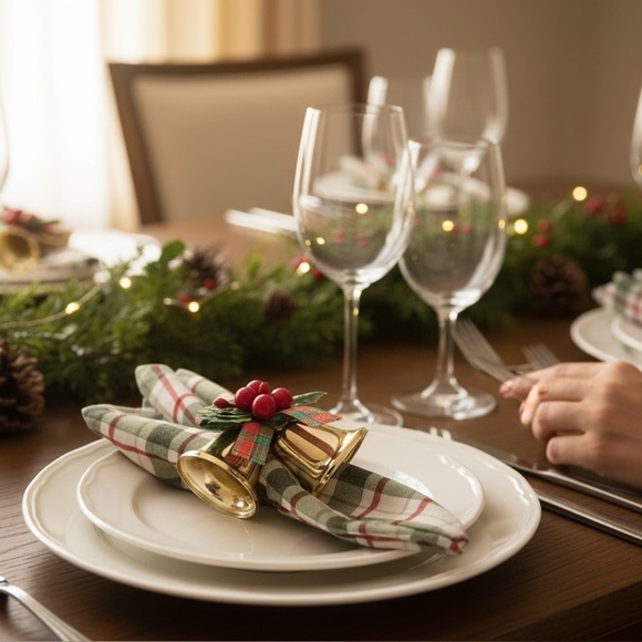 Christmas Bell Napkin Rings set of 8 - Picture 1 of 14